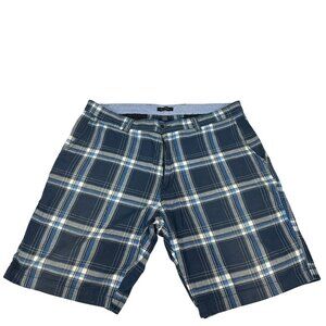 Club Room Mens Plaid Cotton Shorts Waist 36 Blue & White Casual Wear
